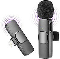 Microfono Solapero Inalambrico Pechero para Celular iphone - Negro